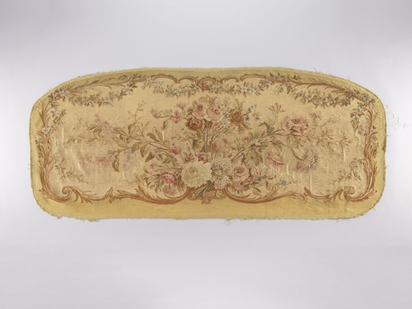 Two tapestry armchair backrest upholsteries and one sofa upholstery, varietal, flowers, floral