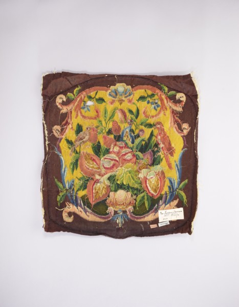 Tapestry upholstery for the seat and backrest of an armchair, and provenance; design with flowers,