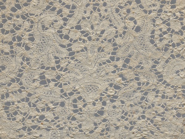 Lace fragment., With floral vase motifs with flower branches in a candelabra arrangement. Joints