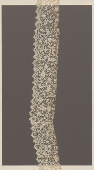 Lace fragment, needle-stitched lace, Krzeszowice Lesser Poland Voivodeship. Sewn in two parts. With