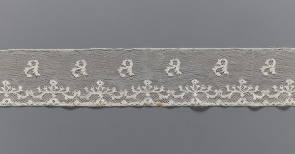 Lace fragment, Plant ornaments, Louis XVI style. At the lower edge there are two trails of fine