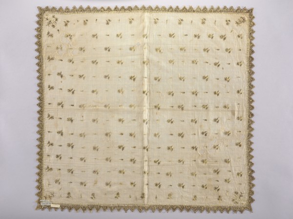 Church napkin made of white batiste density: 31 warp and weft threads per 1 cm, embroidered with