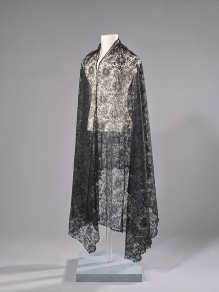 Shawl, shawl, floral ornaments, clothing accessory for women, fashion. Pattern on a mesh background