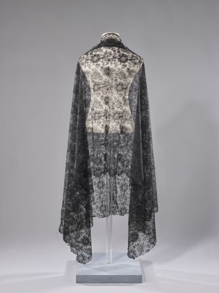 Shawl, shawl, floral ornaments, clothing accessory, women's fashion. Pattern on a mesh background.