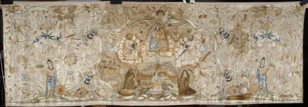 Antependium by Anna Barbara Orliec embroiderer, 1693. Antependium embroidered with colorful silks