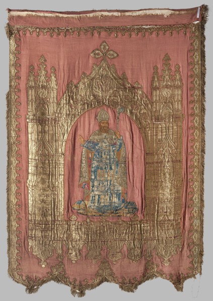 Church banner, 19th century, Poland. Church banner decorated with appliqué and embroidery. Made