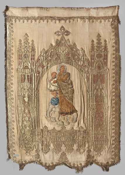 Church banner. Church banner decorated with appliqué and embroidery. Made from fabric elements that