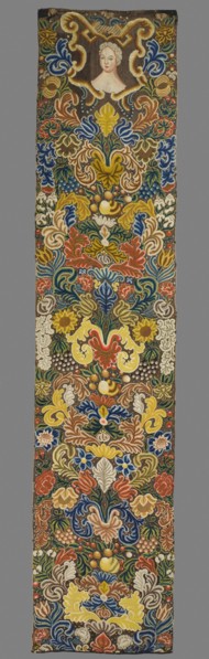 Tapestry, Tapestry embroidered in wool and silk on linen canvas. In the upper part, within a