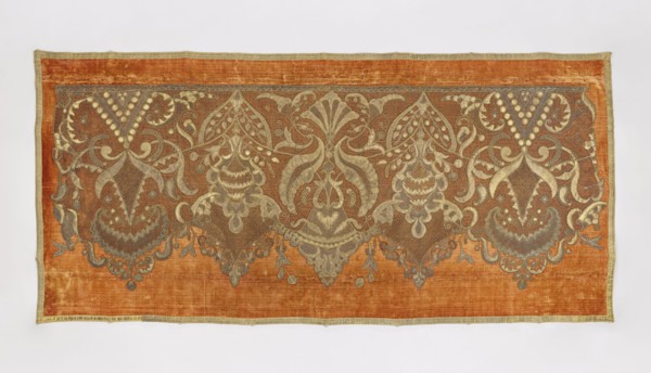 Antependium, antependium; dark yellow velvet with appliquéd decoration of stylized palmettes and