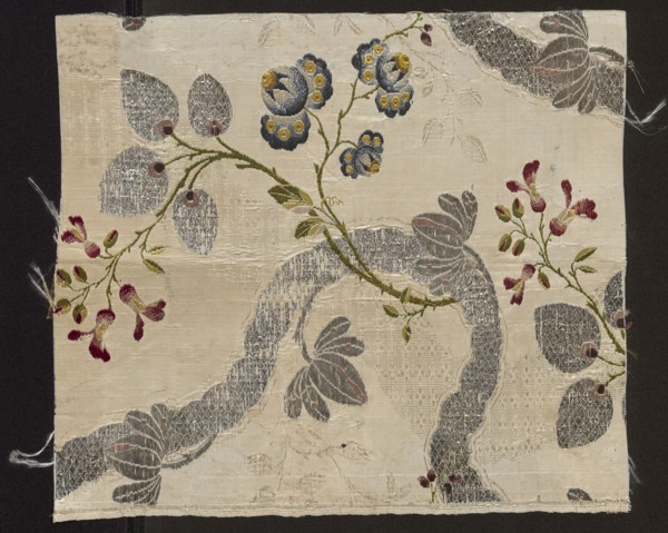 Fabric fragment, fragments of silk fabrics, patterned brocaded silk, 2nd half of the 18th century,