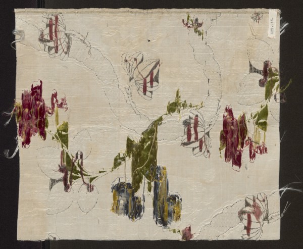 Fabric fragment, fragments of silk fabrics, patterned brocaded silk, 2nd half of the 18th century,