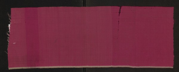 Fabric fragment, silk, 17th century, Europe. Rep weave with weft changed in zones creating lighter