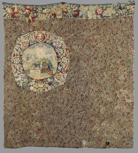 Tapestry, Fabric fragment: the entire background is densely strewn with motifs of small flowering