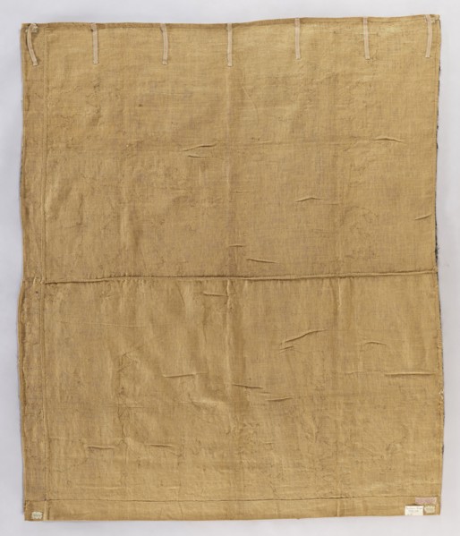 Fragment of a figural tapestry. Flowers, leaves, floral ornaments, warriors in armor, and fabrics