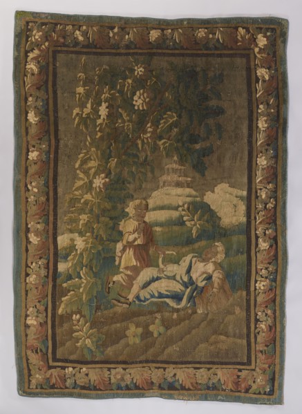 Figural tapestry; flowers, floral ornaments, pastoral scenes, fabrics, interior furnishings,