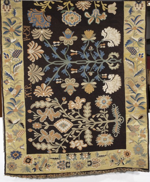 Court rug, woven signature and date at upper edge: JK1834, 1834., Poland. Fabrics; weaving. Height