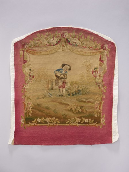 Tapestry covering, creator unknown, provenance, floral ornaments, boys, pastoral scenes; fabrics,