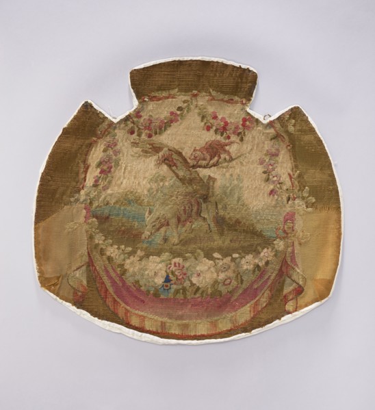 Tapestry covering, creator, unknown provenance. Floral ornaments with wildflowers and landscapes;