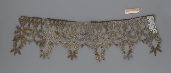 Lace, bobbin lace, 16th–17th century, Flanders, fabric, width 7 cm, length 27 cm;, A delicate lacy