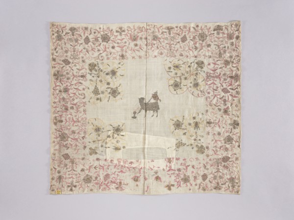 Velum;, Velum or church cloth of white linen, embroidered with silk and gold thread. In the centre