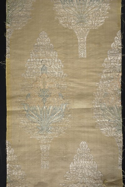 Three fragments of a chasuble, fabrics, silk, patterned, Persian Persia, plant patterns. Three