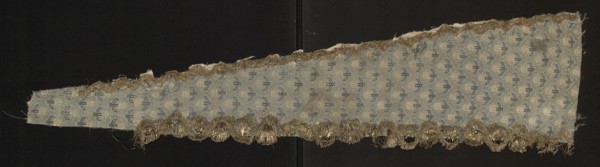 Fragment of a garment, fabrics with a preserved report, silk fabrics, floral patterns, fragments of