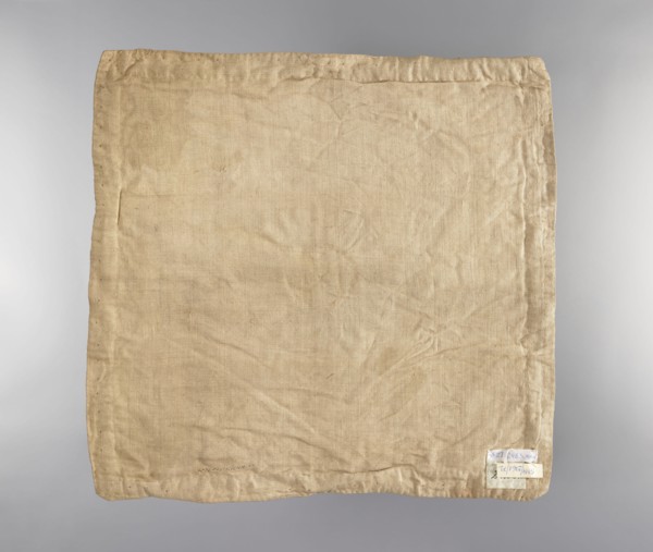 Velum. Velum made of blue silk fabric. In the center is an applied radiant medallion with the IHS