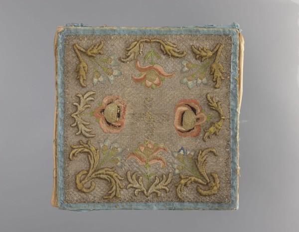 Embroidered pall; embroidery; church parament; liturgical parament; floral ornaments, flowers,