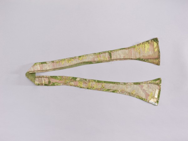 Stole made of Lyon material, early 18th century, Lyon, France; liturgical vestment with plant