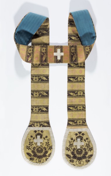 Stole made from a kontusz sash, Poland; 2nd half of the 19th century with 18th-century, Oval ends