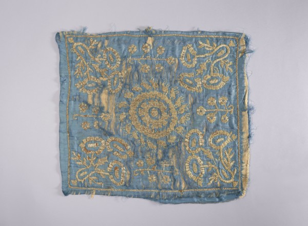 Embroidered vellum, church paraments; flowers, leaves, plant ornaments; sacred art; churches and