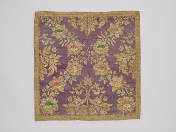 Velum, vellum, church paraments, provenance noted, floral ornaments, satin vellum with floral