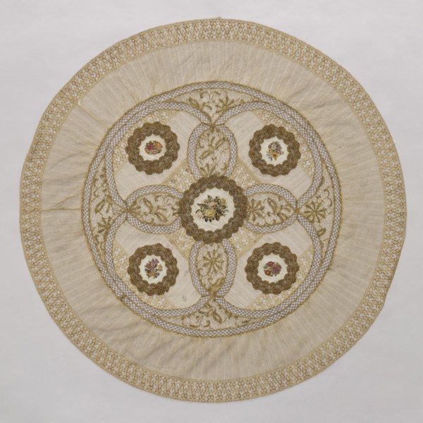 Doily, doilies, decorative fabric, lace, embroidery. Round doily sewn from two pieces of machine