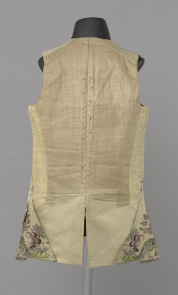 Vest, Repossession provenance. Floral and plant ornaments, patterned brocaded silk fabric.