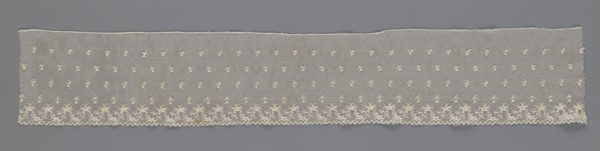 Fragment of lace, lace of unknown origin, floral ornaments, 19th century, Europe, lace, width 13