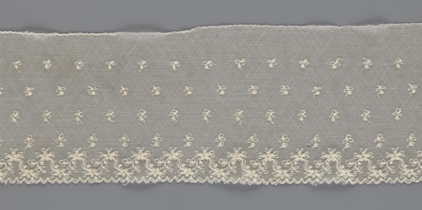 Fragment of lace, floral ornaments, 19th century, Europe, lace, width 13 cm, length 75 cm, A length