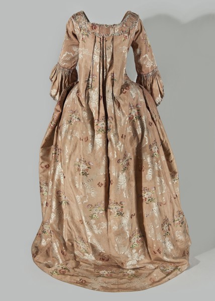 Robe à la française dress, floral ornaments, ribbon, flower bouquets, robe à la française clothing,