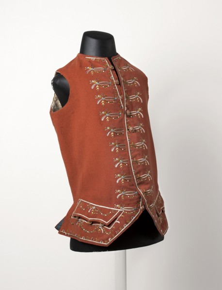 Men's waistcoat, repossession provenance; 2nd half of the 18th century, Silesia. Pink sleeveless,