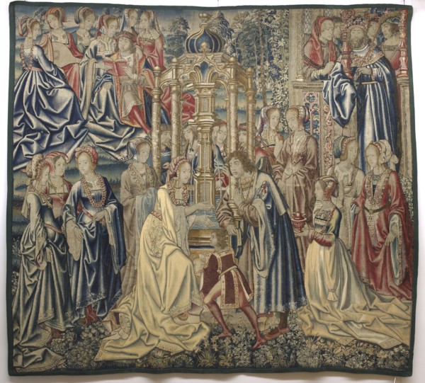 David and Bathsheba tapestry, unknown workshop, Jan van Roome fl. 1498–1521 co-author, tapestries.