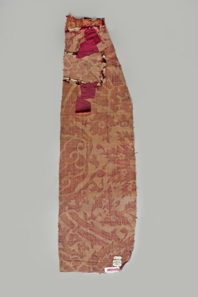 Fabric fragment, silk fabrics, fragments of patterned silk, chiseled velvet, Turkish fabrics. Beige