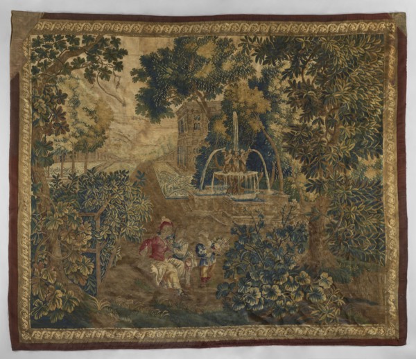 Tapestry - verdure, repossession provenance noted, gardens, landscapes, Fischhorn castle, flowers,