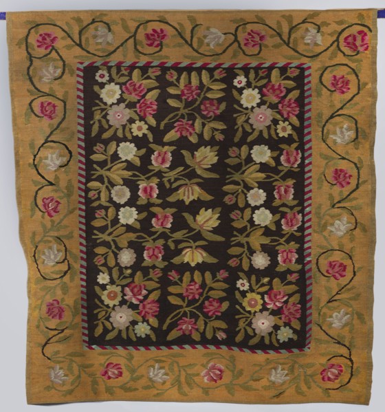 Kilim, 19th century, Poland. Flatwoven decorative textile kilim with central field of intertwining