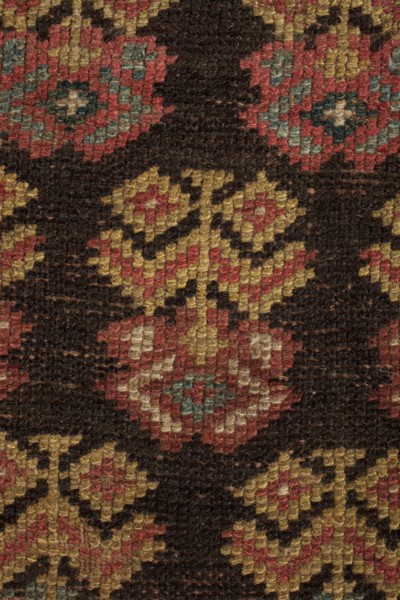 Carpet, Main field with floral branches arranged in alternating rows. Two-band border: wide inner