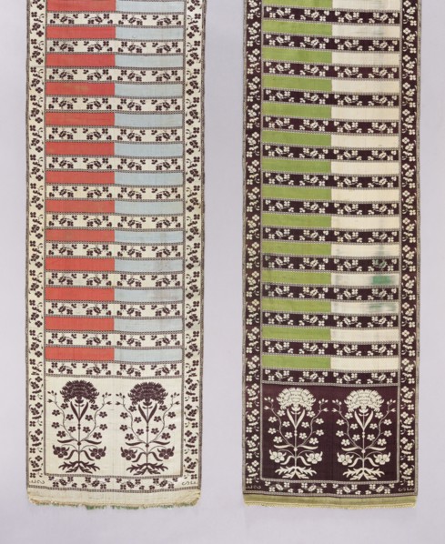 Kontusz belt; bipartite heads with a flower bush motif. The stripe is alternately plain and with a