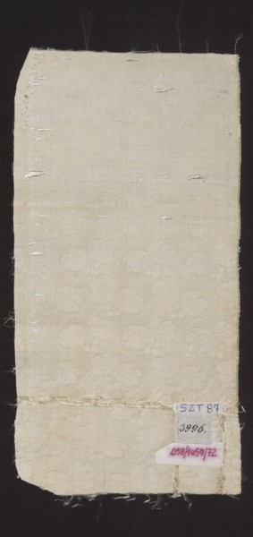 Fragment of silk fabric, fragments of a larger textile object, patterned silk fabric, 18th century;