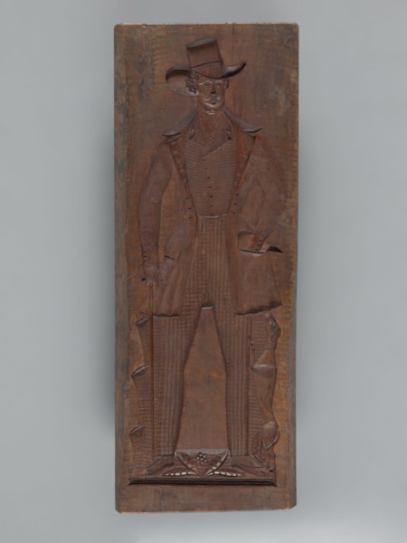 Double-sided gingerbread mould. Side A: figure of a lady; Side B: figure of a bachelor. Woodcarver