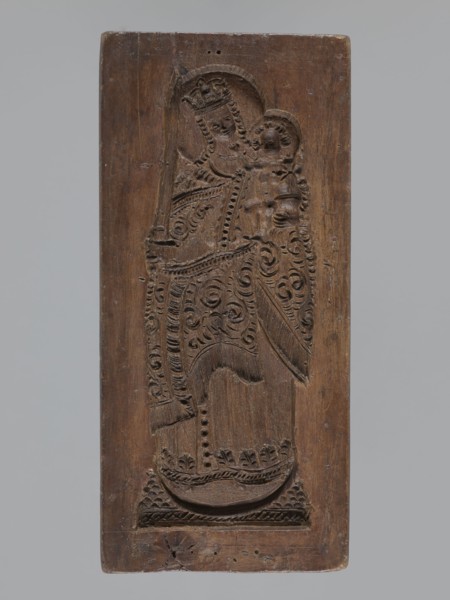 Double-sided gingerbread mould. Obverse: image of Madonna and Child; reverse: small image of