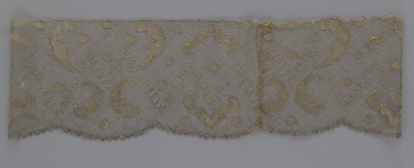 Lace fragment, lace, 18th century, Europe, fabric, width 20 cm, length 120 cm, The image shows a