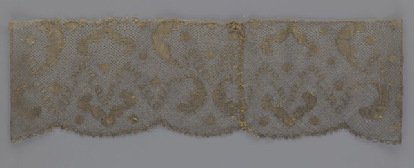 Lace fragment, lace, 18th century, Europe, fabric, width 20 cm, length 120 cm, A rectangular piece