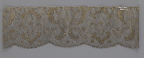 Lace fragment, lace, 18th century, Europe, lace, fabric, width 20 cm, length 120 cm, A rectangular